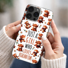 Load image into Gallery viewer, Personalized Clear Phone Case with Highland Cows and Flowers for Her
