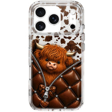 Load image into Gallery viewer, Personalized Clear Phone Case with Cute Highland Cow Design
