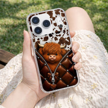 Load image into Gallery viewer, Personalized Clear Phone Case with Cute Highland Cow Design
