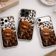 Load image into Gallery viewer, Personalized Clear Phone Case with Cute Highland Cow Design
