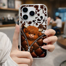 Load image into Gallery viewer, Personalized Clear Phone Case with Cute Highland Cow Design

