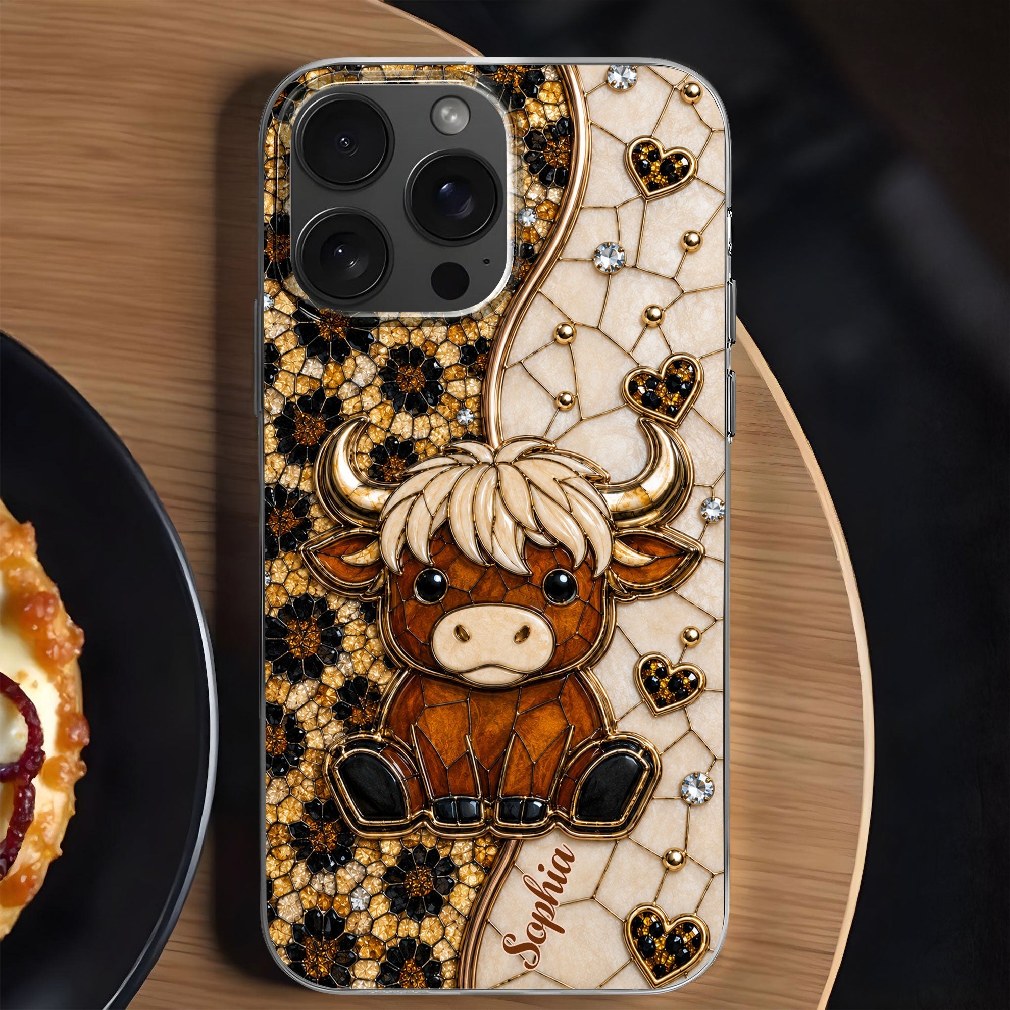 Personalized Clear Phone Case Cute Highland Cow Gift for Farm Lovers