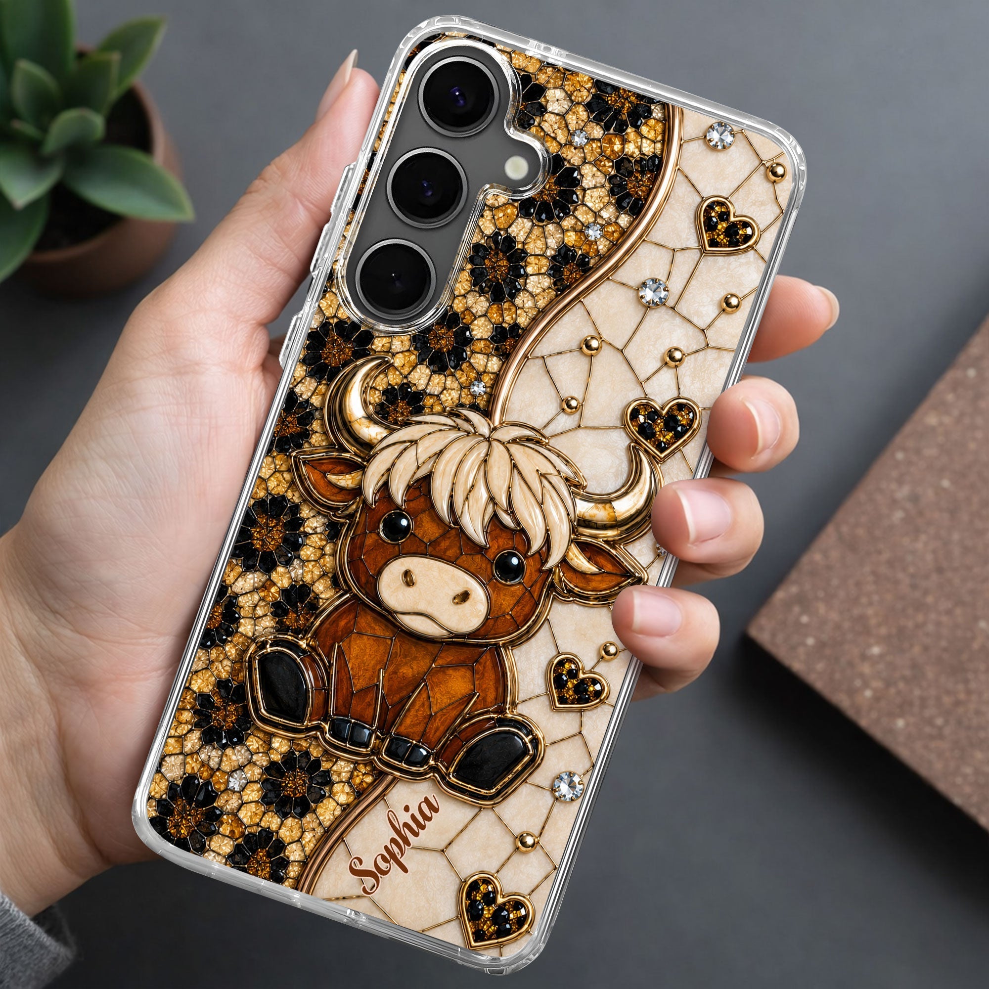 Personalized Clear Phone Case Cute Highland Cow Gift for Farm Lovers