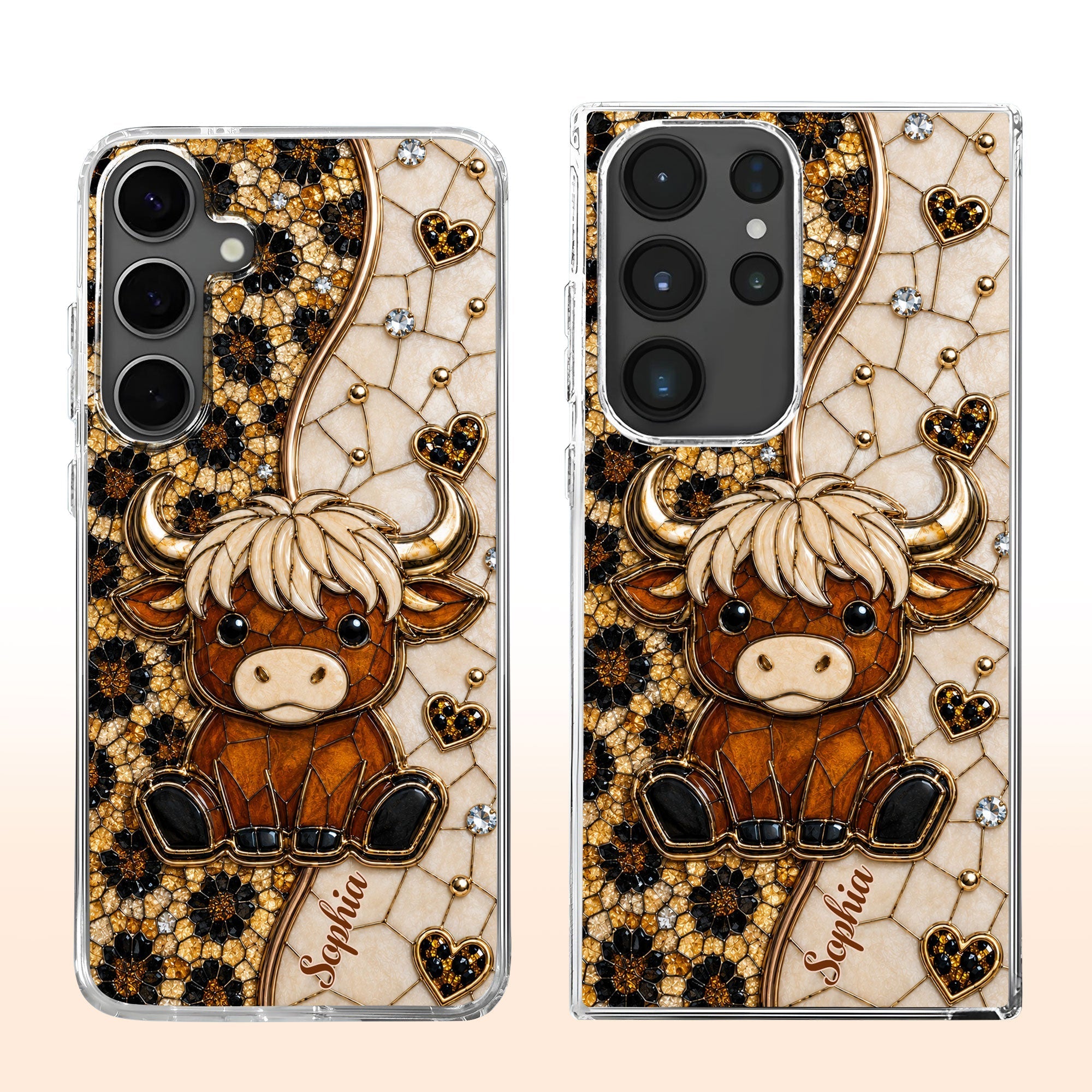 Personalized Clear Phone Case Cute Highland Cow Gift for Farm Lovers