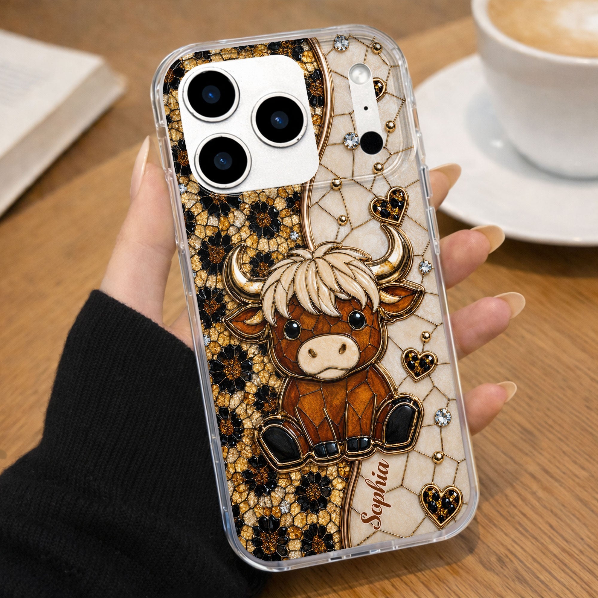 Personalized Clear Phone Case Cute Highland Cow Gift for Farm Lovers