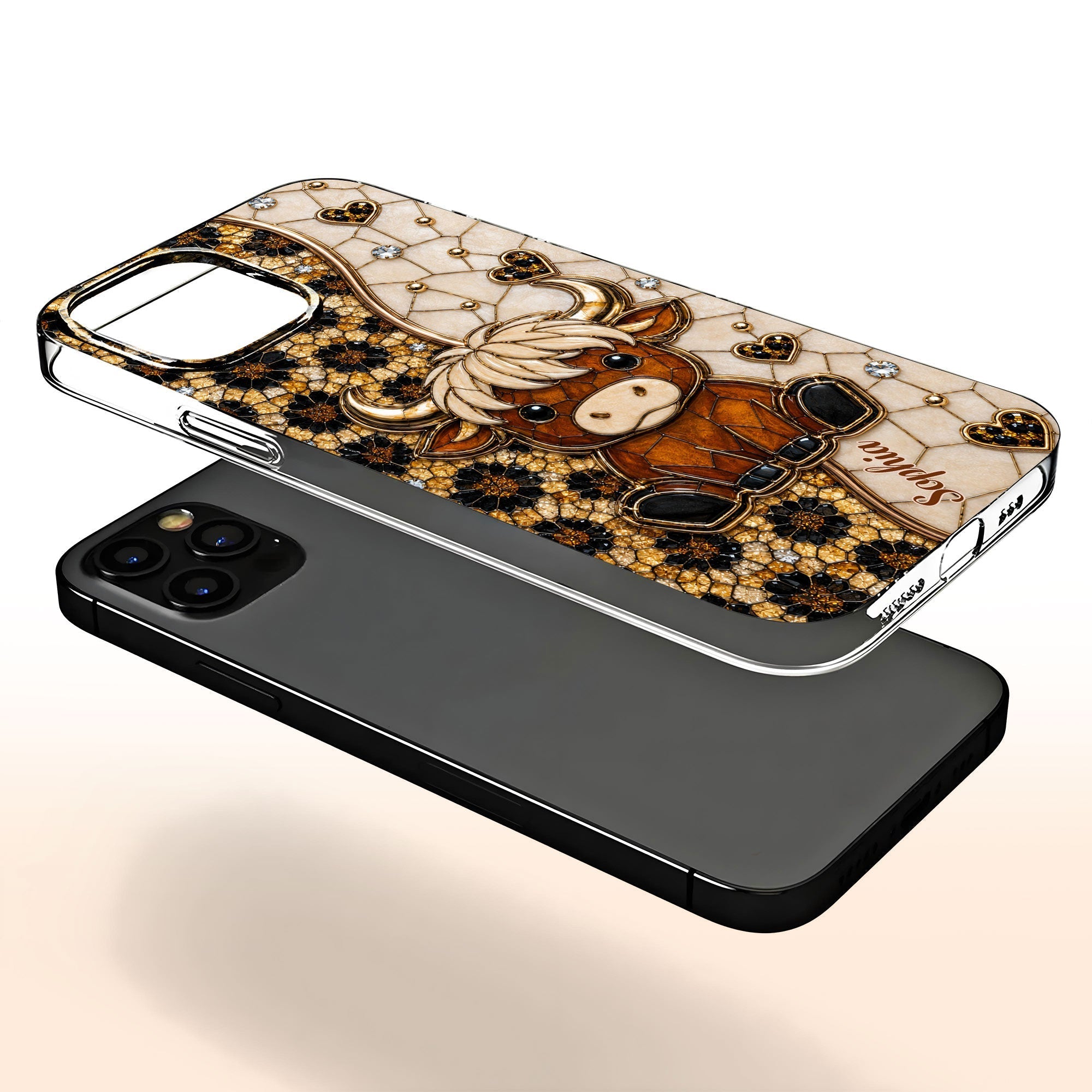 Personalized Clear Phone Case Cute Highland Cow Gift for Farm Lovers
