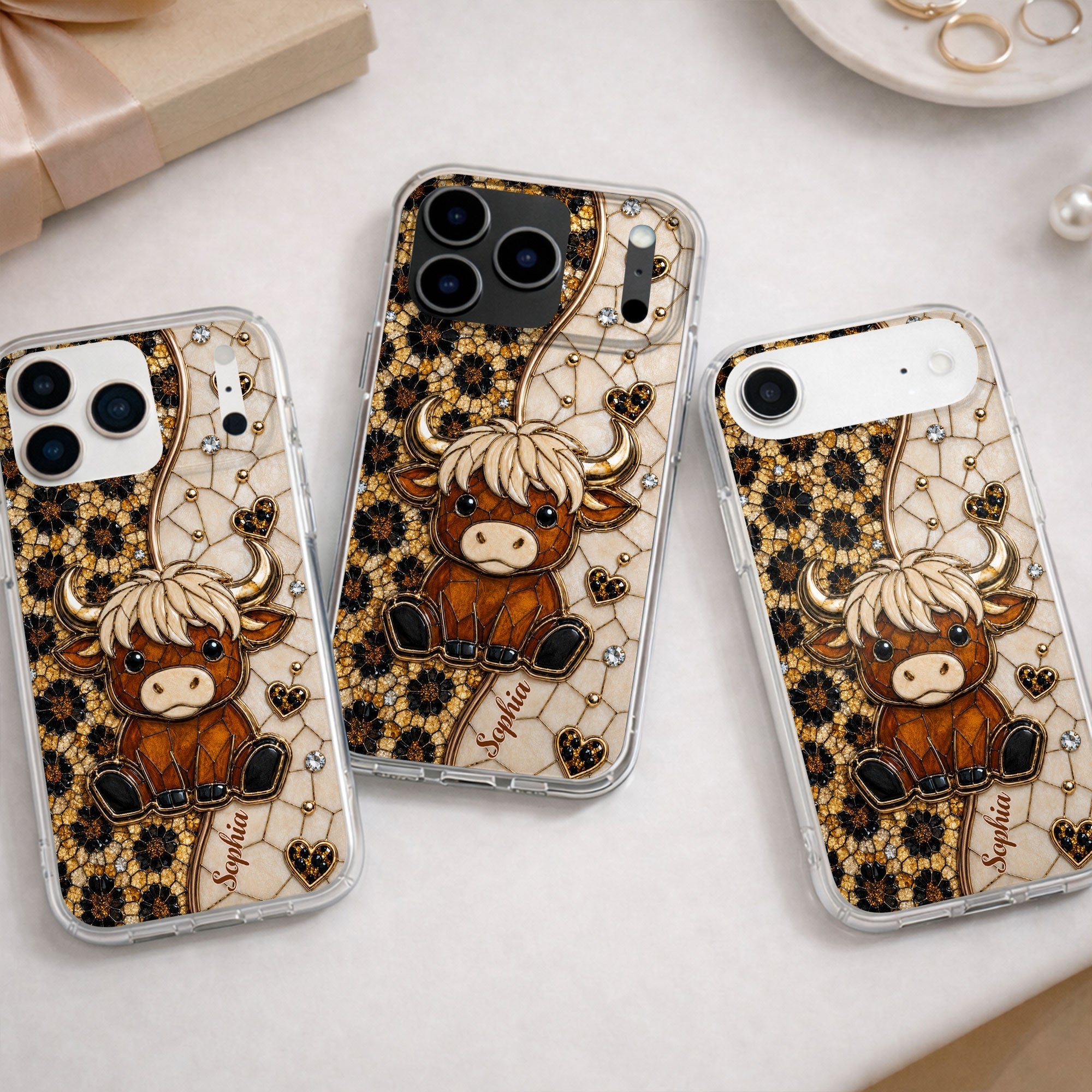 Personalized Clear Phone Case Cute Highland Cow Gift for Farm Lovers
