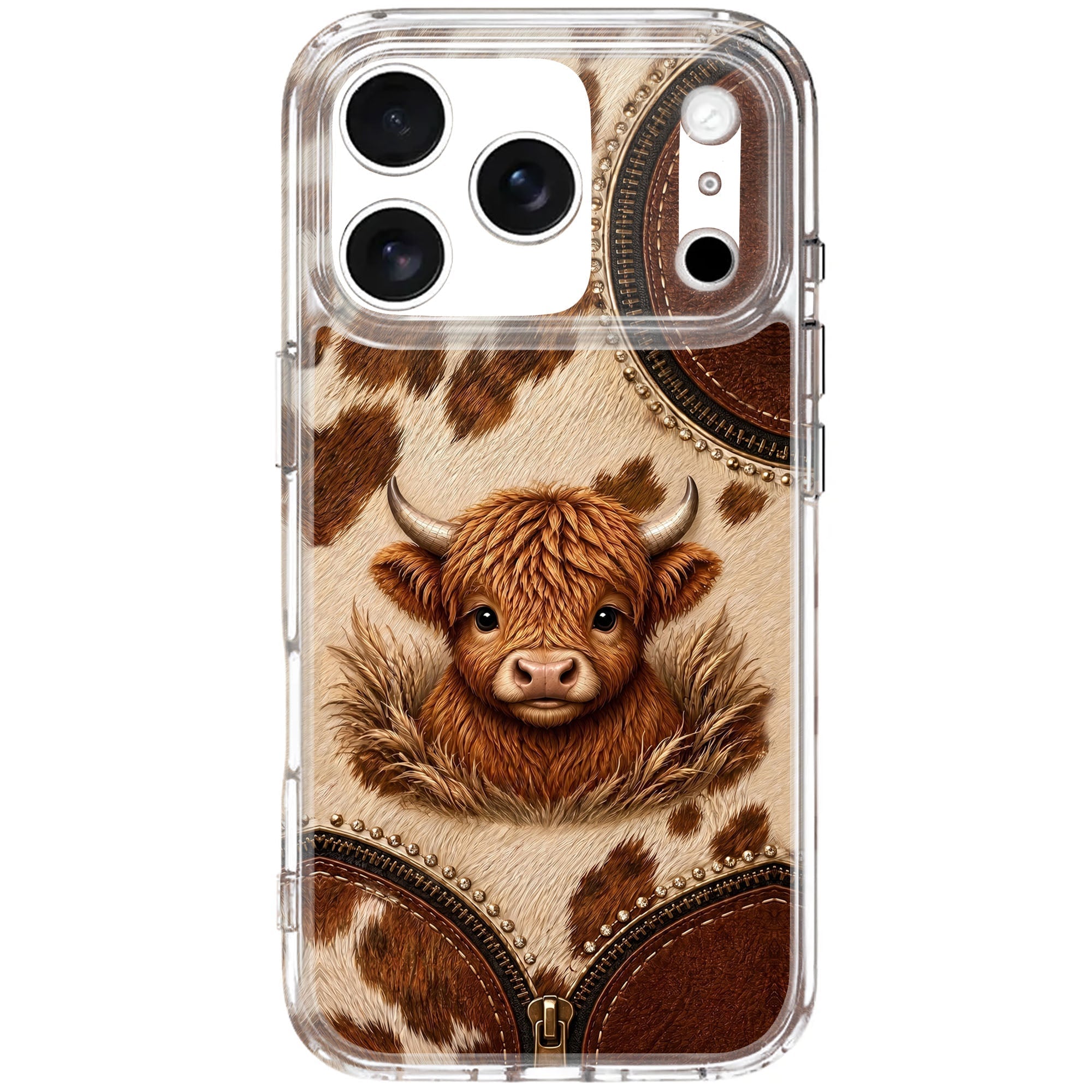 Personalized Clear Phone Case Highland Cow 3D Effect Gift