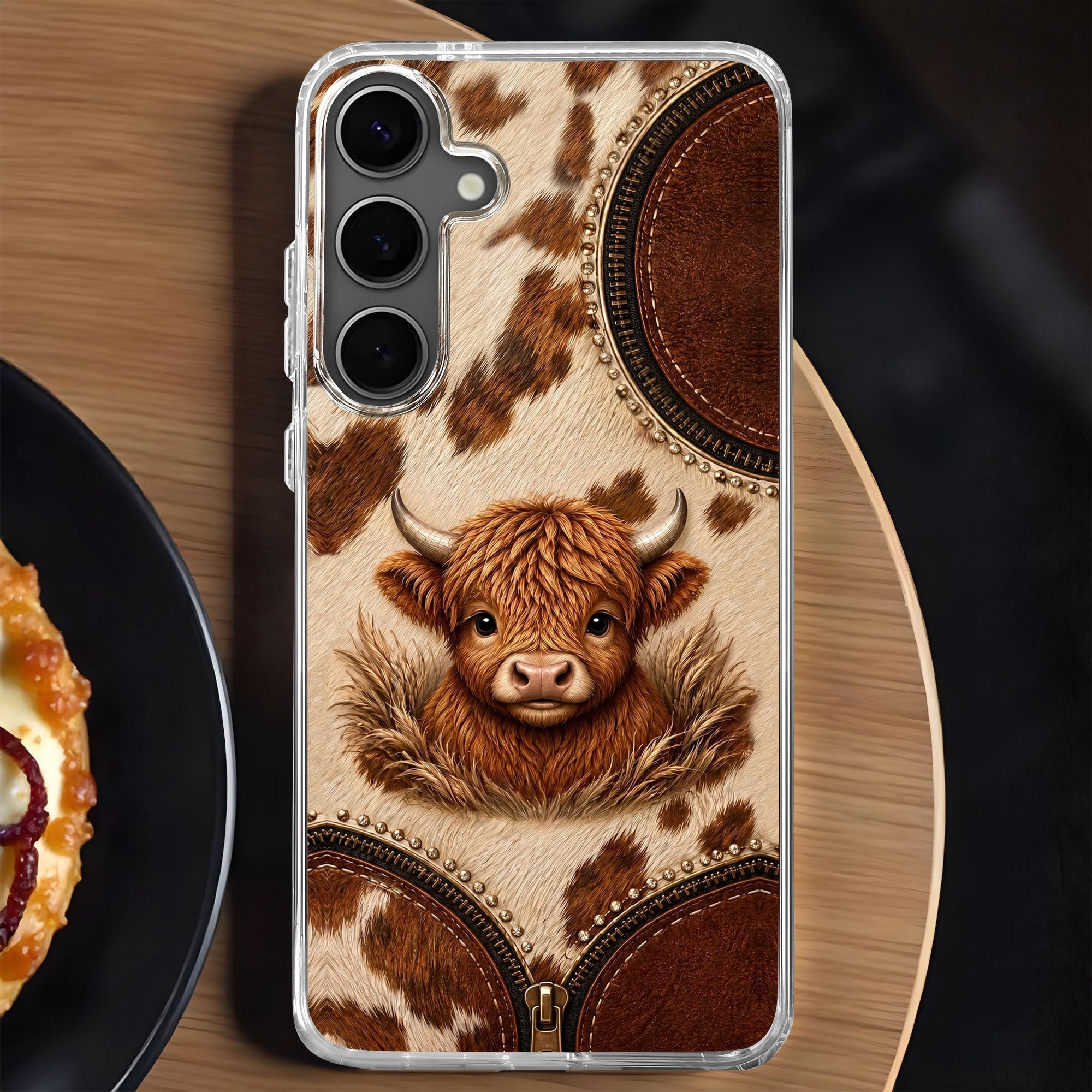 Personalized Clear Phone Case Highland Cow 3D Effect Gift