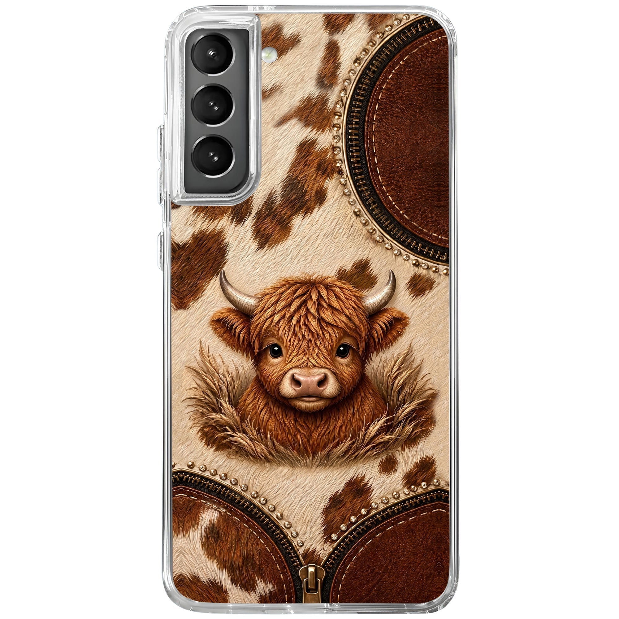 Personalized Clear Phone Case Highland Cow 3D Effect Gift