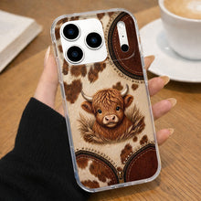 Load image into Gallery viewer, Personalized Clear Phone Case Highland Cow 3D Effect Gift
