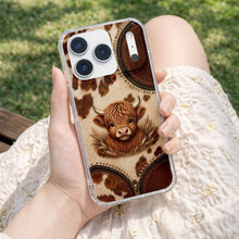 Load image into Gallery viewer, Personalized Clear Phone Case Highland Cow 3D Effect Gift
