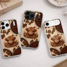 Load image into Gallery viewer, Personalized Clear Phone Case Highland Cow 3D Effect Gift
