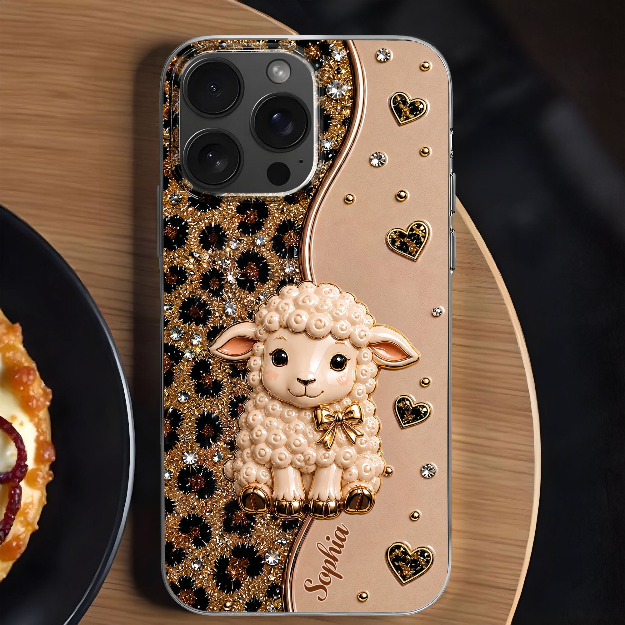 Personalized Cute Sheep Clear Phone Case Custom Name Gift