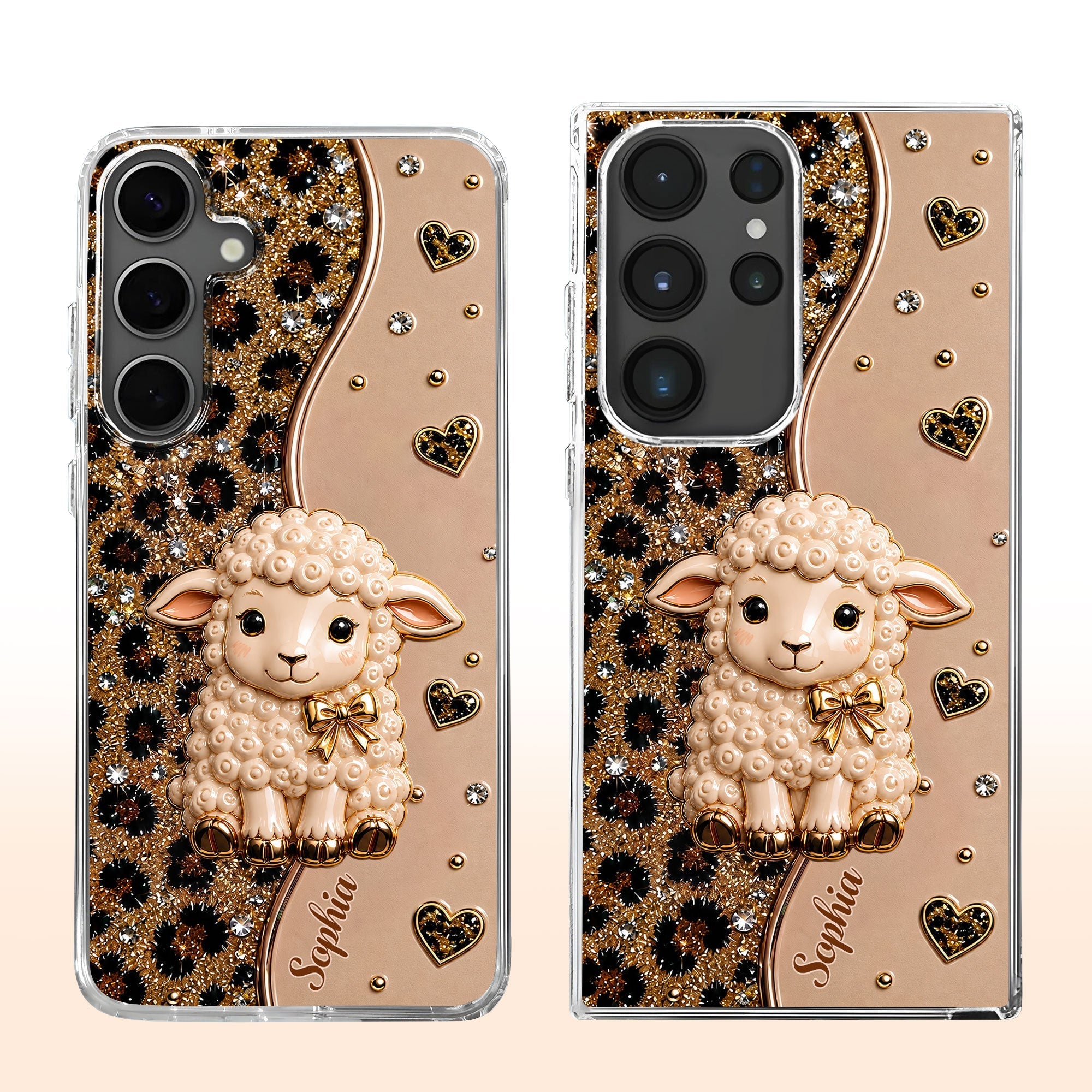 Personalized Cute Sheep Clear Phone Case Custom Name Gift