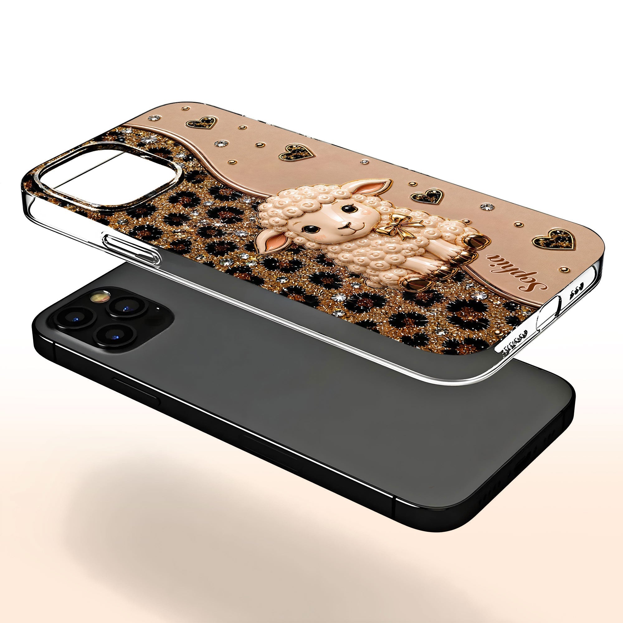 Personalized Cute Sheep Clear Phone Case Custom Name Gift