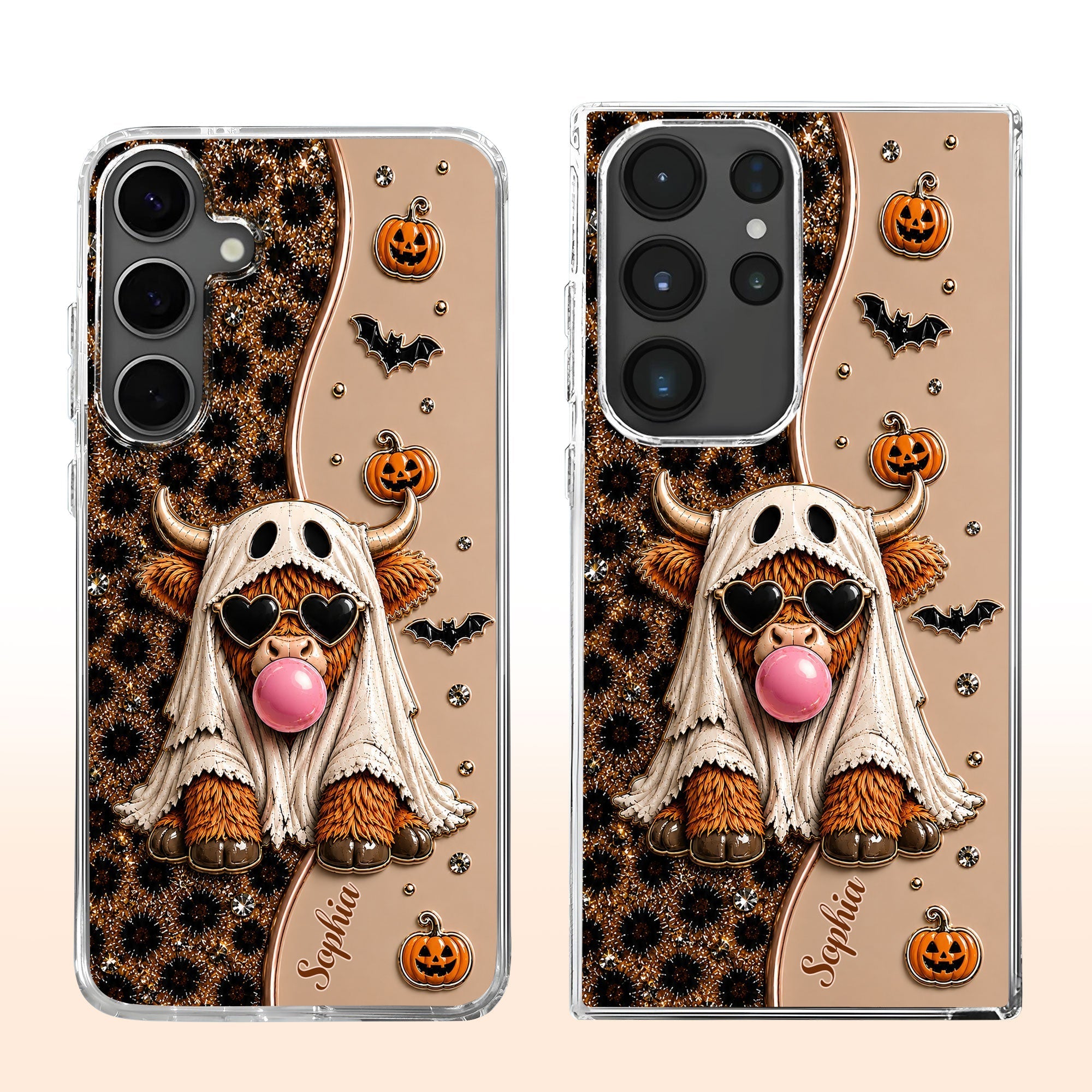 Personalized Clear Phone Case Cute Ghost Highland Cow Gift