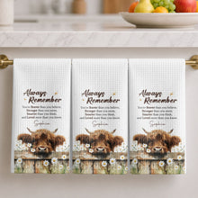 Load image into Gallery viewer, Personalized Kitchen Towel Custom Name Highland Cow Daisy Gift
