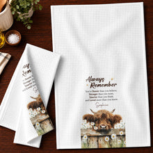 Load image into Gallery viewer, Personalized Kitchen Towel Custom Name Highland Cow Daisy Gift
