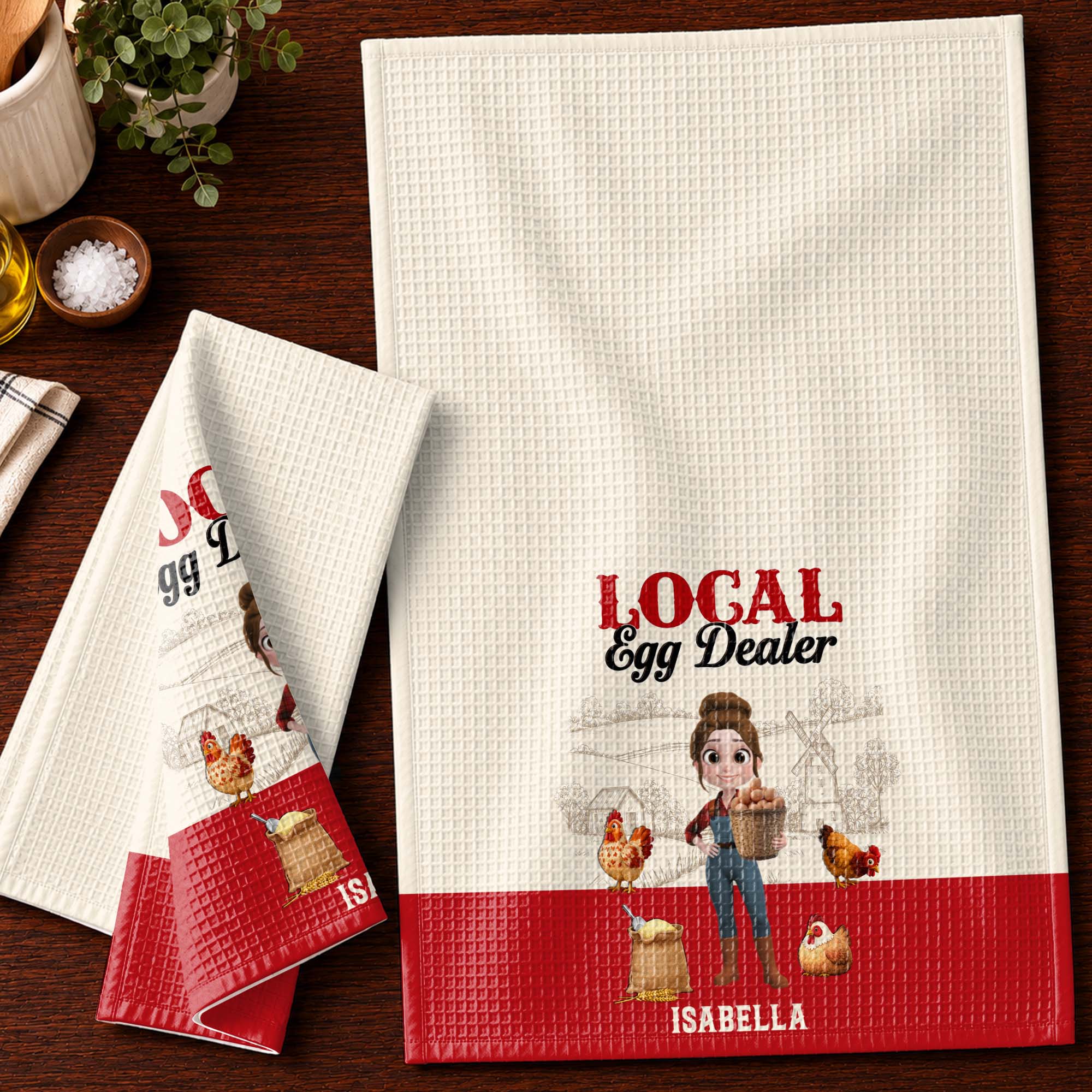 Personalized Kitchen Towel Custom Name Chicken Lover Gift