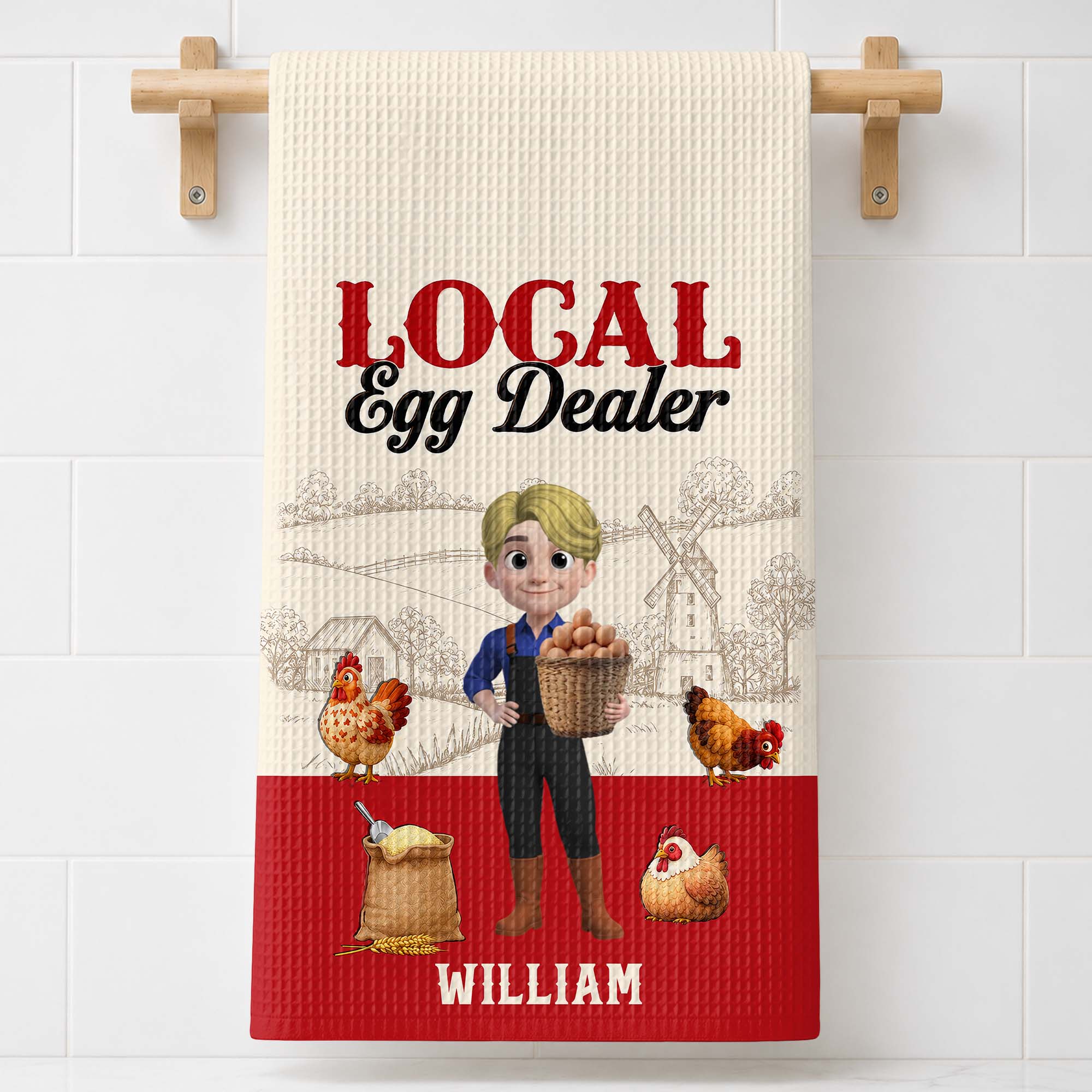 Personalized Kitchen Towel Custom Name Chicken Lover Gift