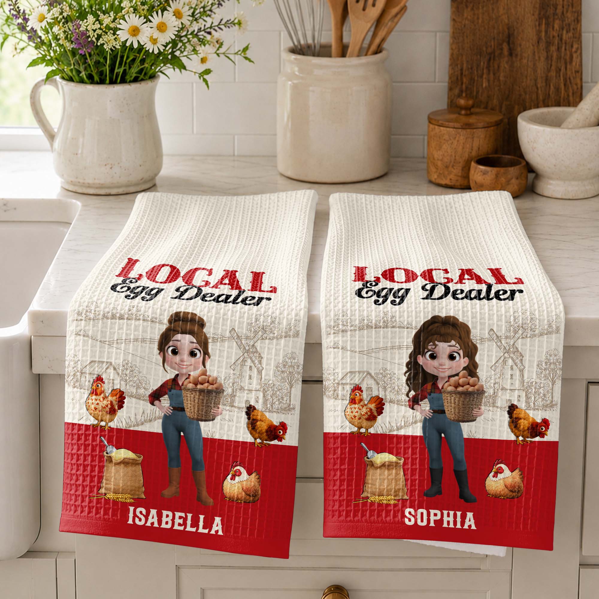 Personalized Kitchen Towel Custom Name Chicken Lover Gift