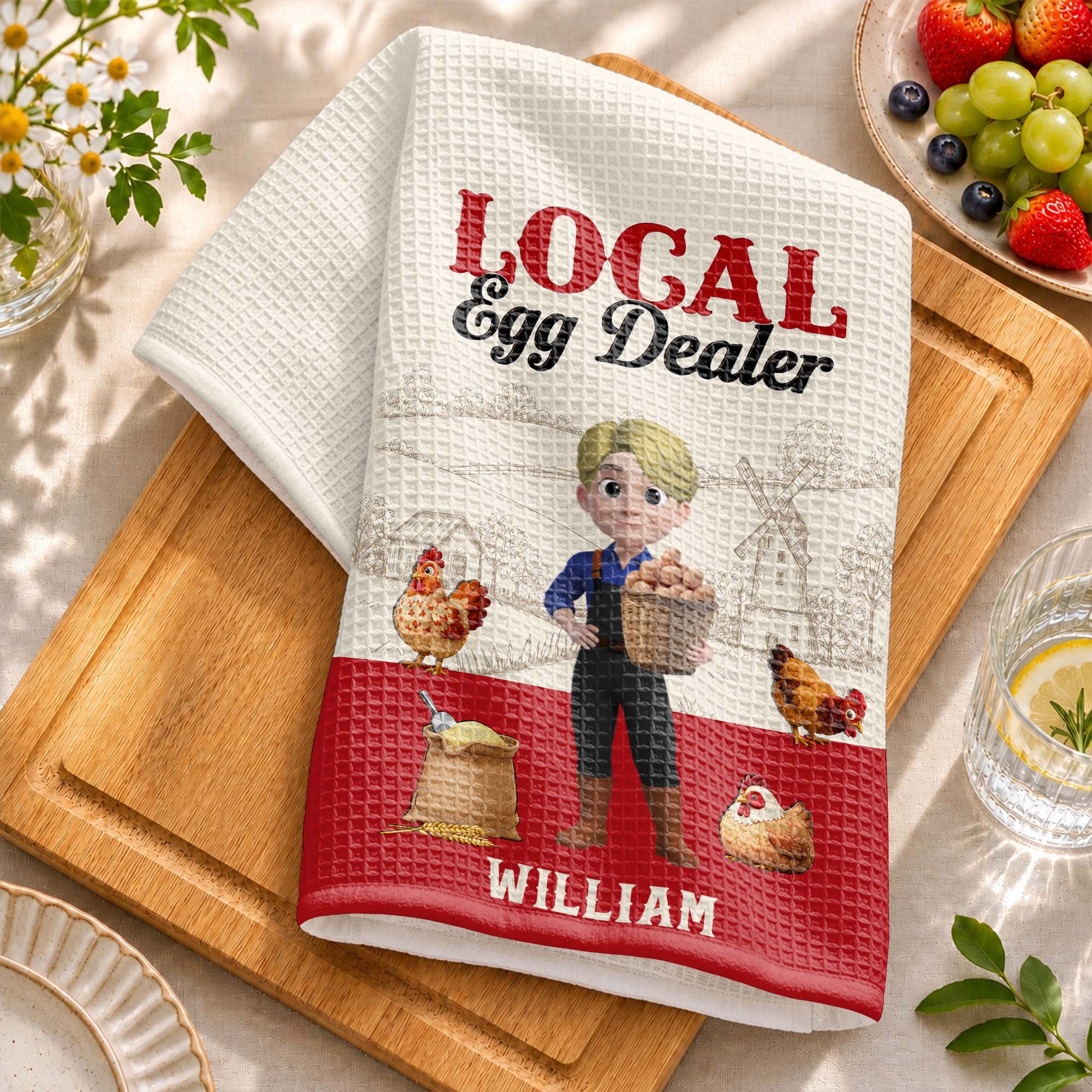 Personalized Kitchen Towel Custom Name Chicken Lover Gift