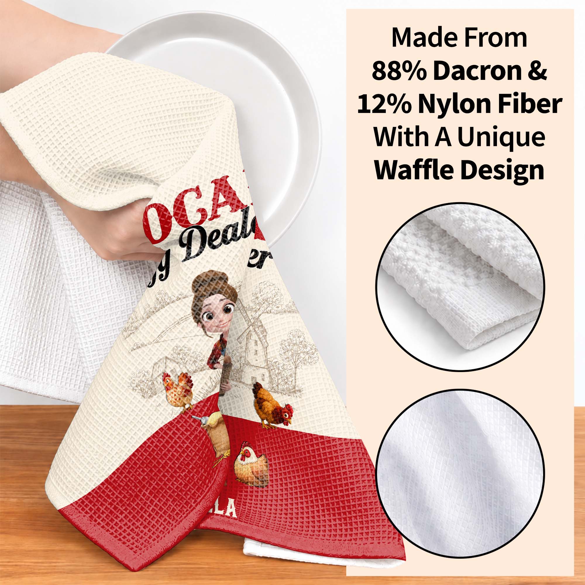 Personalized Kitchen Towel Custom Name Chicken Lover Gift