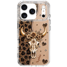 Load image into Gallery viewer, Personalized Clear Phone Case Bull Skull Leopard Flowers Gift for Her
