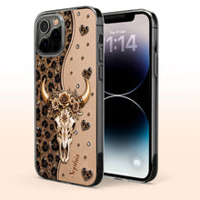 Load image into Gallery viewer, Personalized Clear Phone Case Bull Skull Leopard Flowers Gift for Her
