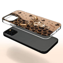 Load image into Gallery viewer, Personalized Clear Phone Case Bull Skull Leopard Flowers Gift for Her
