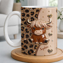 Load image into Gallery viewer, Personalized Highland Cow Coffee Mug Custom Name Gift for Animal Lovers

