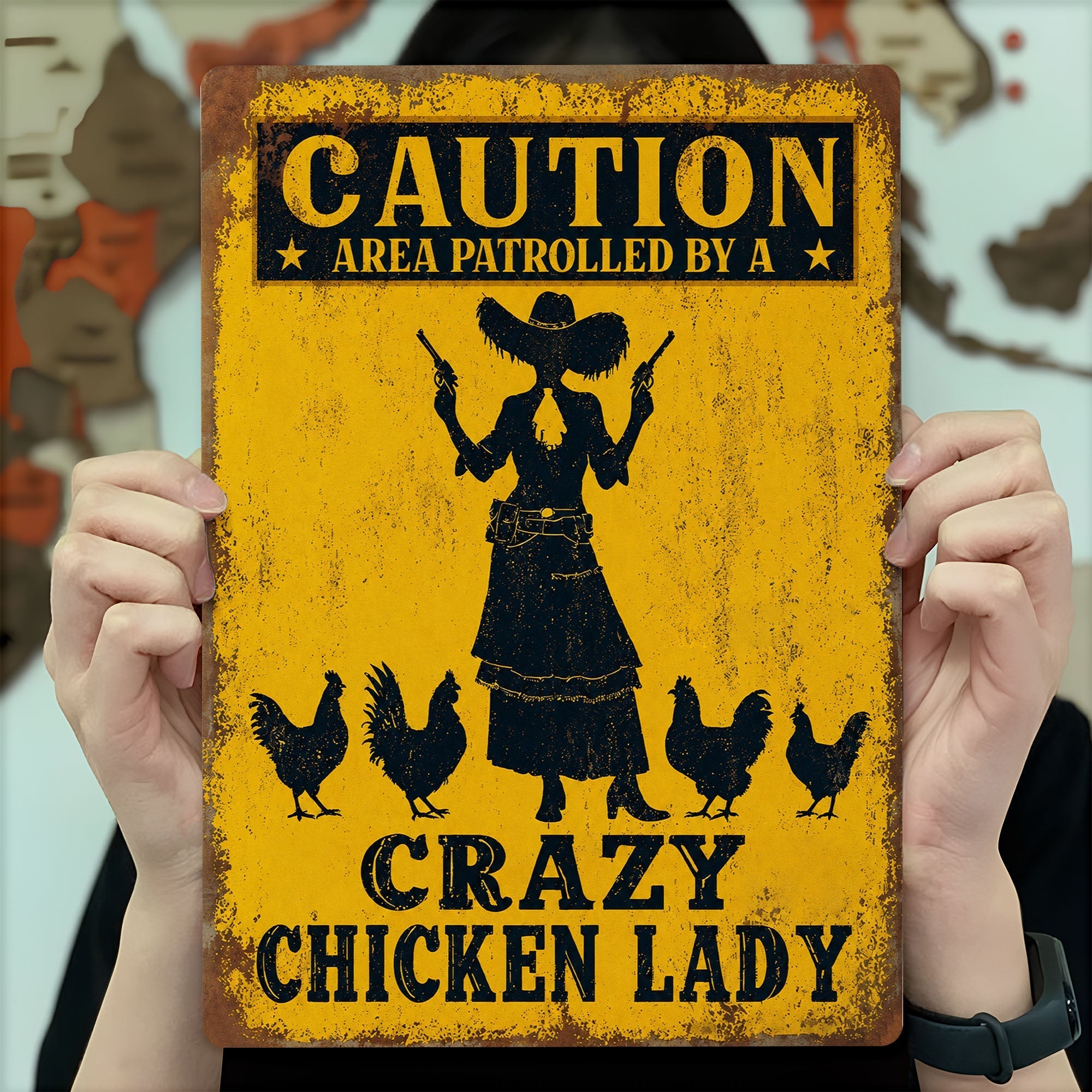 Personalized Metal Sign Crazy Chicken Lady Gift for Farmers