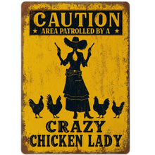 Load image into Gallery viewer, Personalized Metal Sign Crazy Chicken Lady Gift for Farmers
