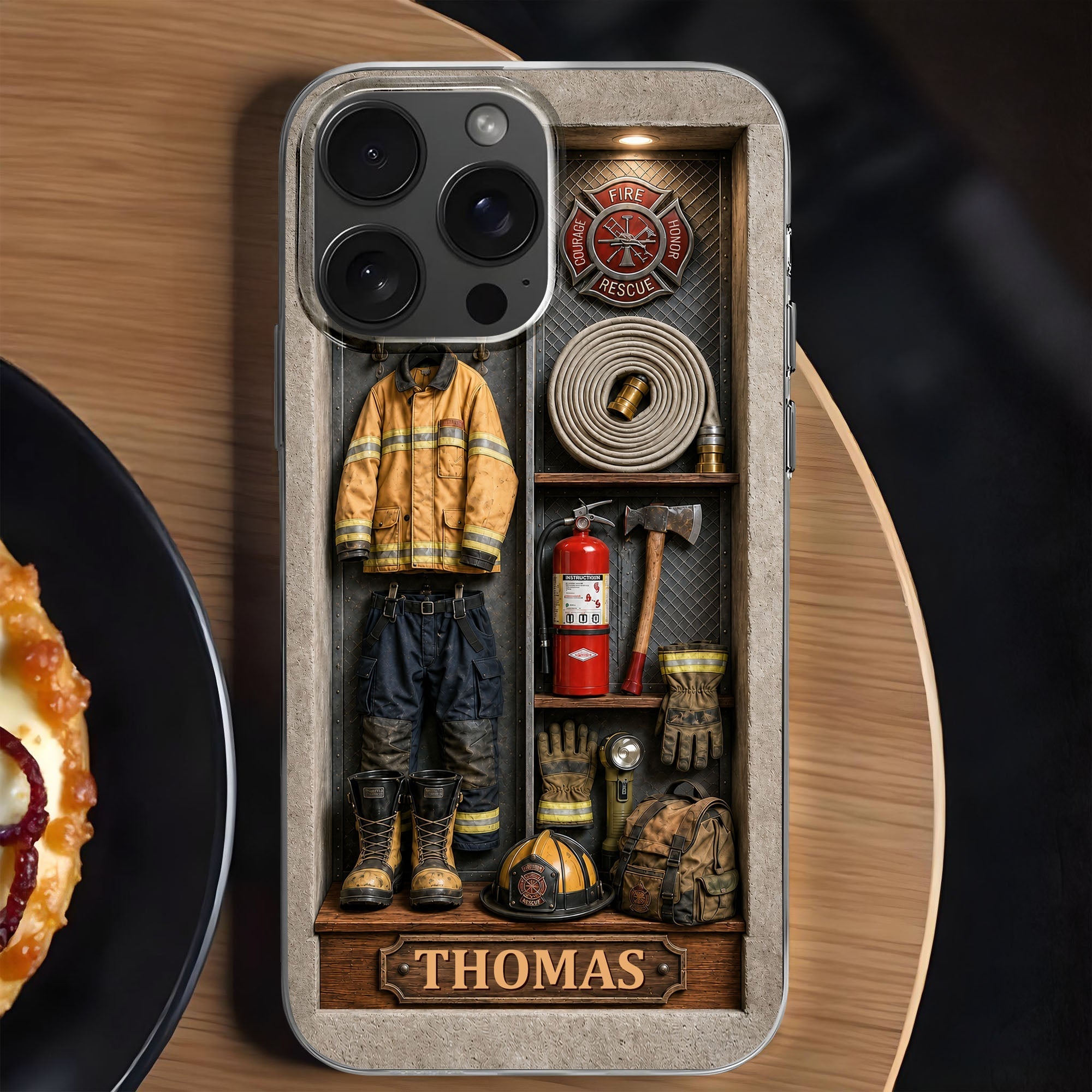 Personalized Clear Phone Case Custom Name Firefighter Gift