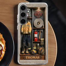 Load image into Gallery viewer, Personalized Clear Phone Case Custom Name Firefighter Gift
