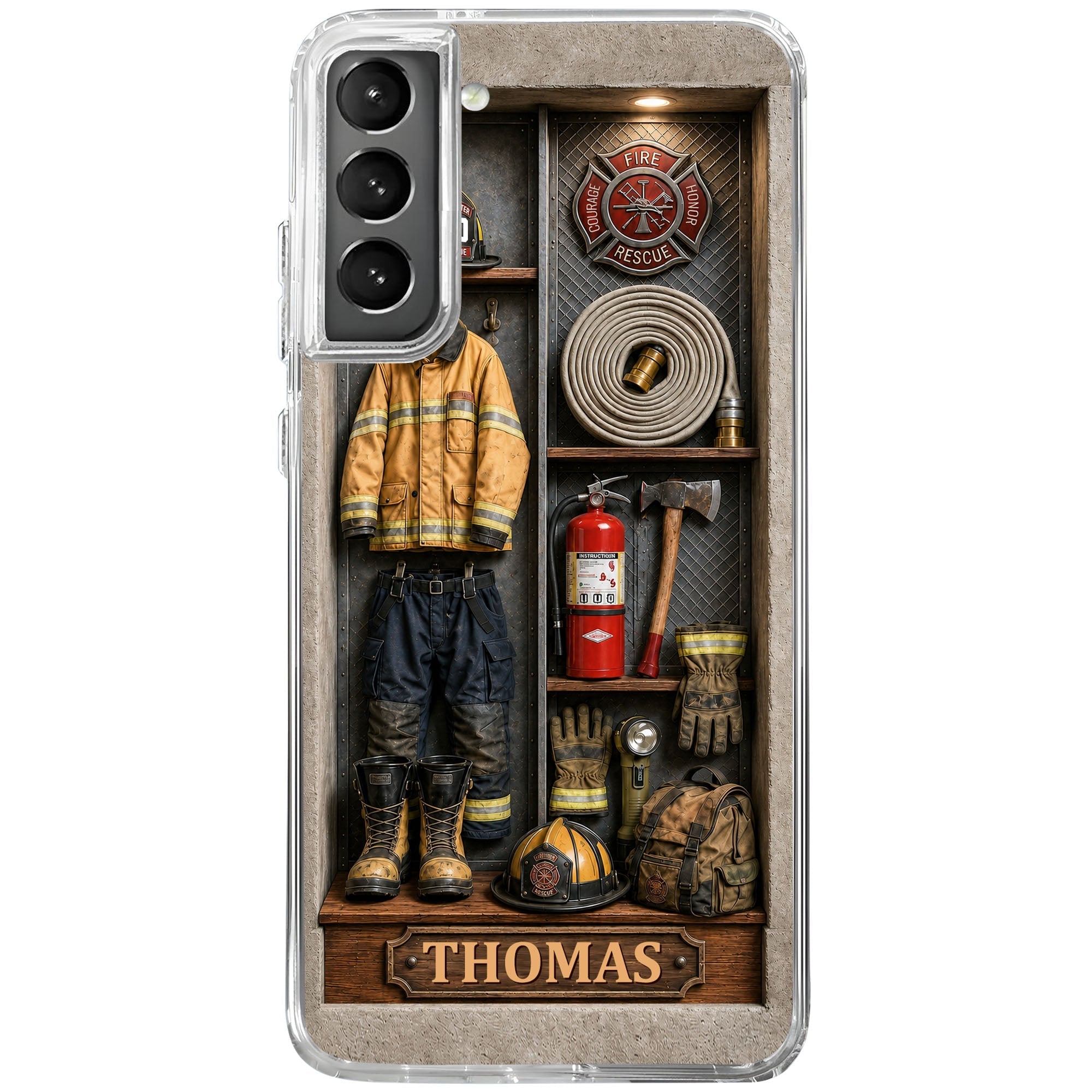Personalized Clear Phone Case Custom Name Firefighter Gift