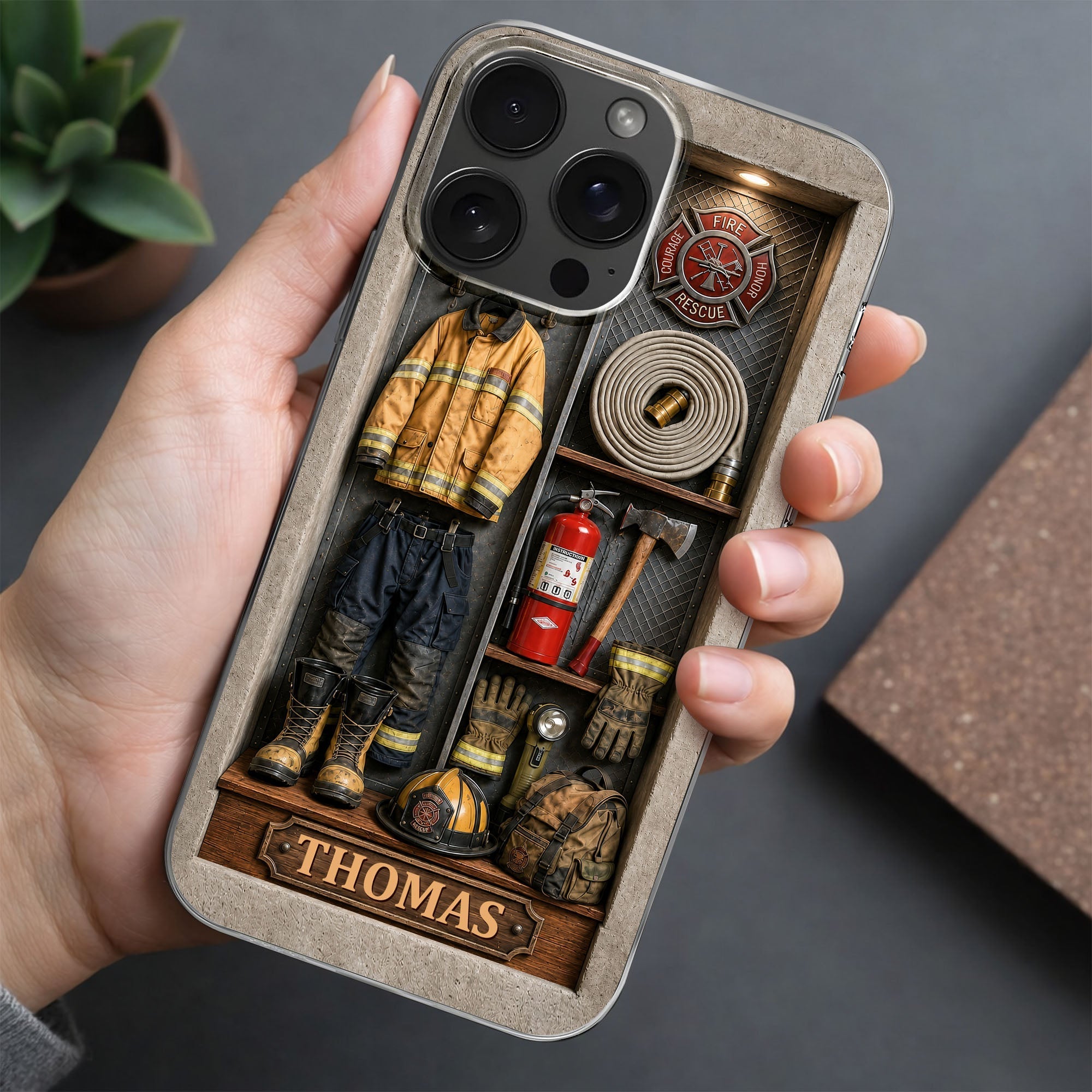 Personalized Clear Phone Case Custom Name Firefighter Gift