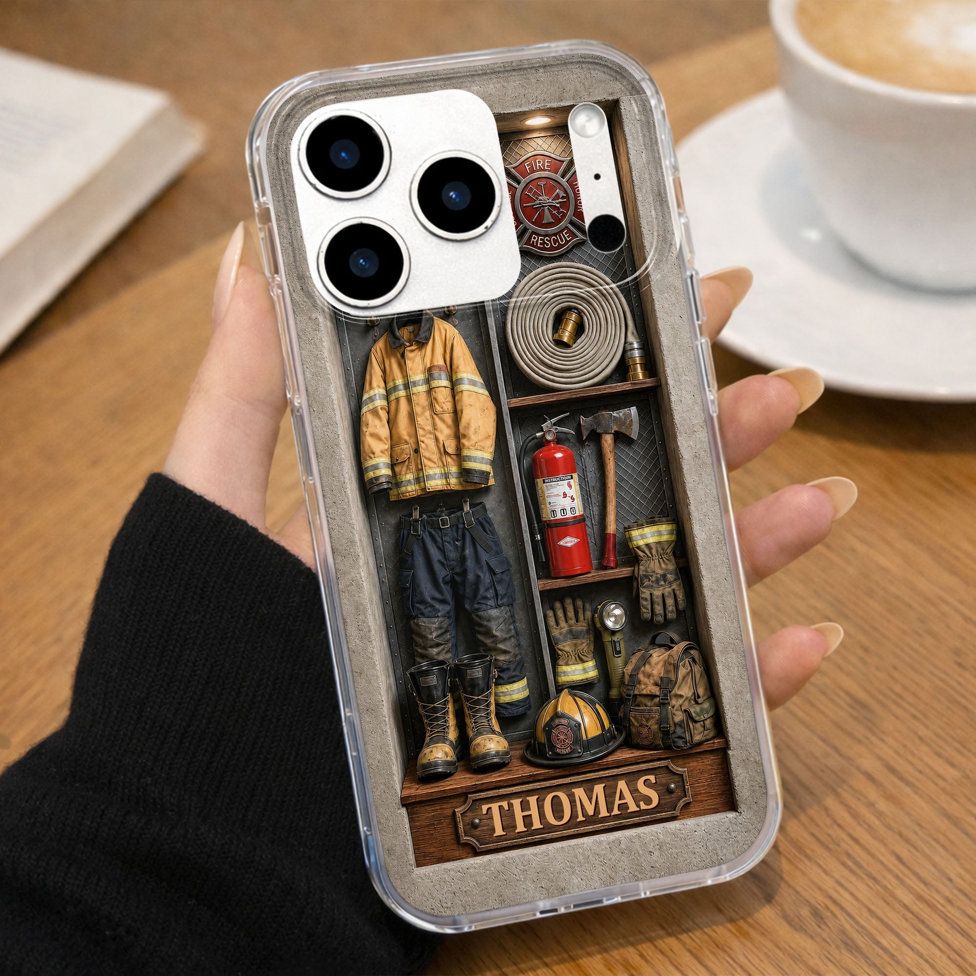 Personalized Clear Phone Case Custom Name Firefighter Gift