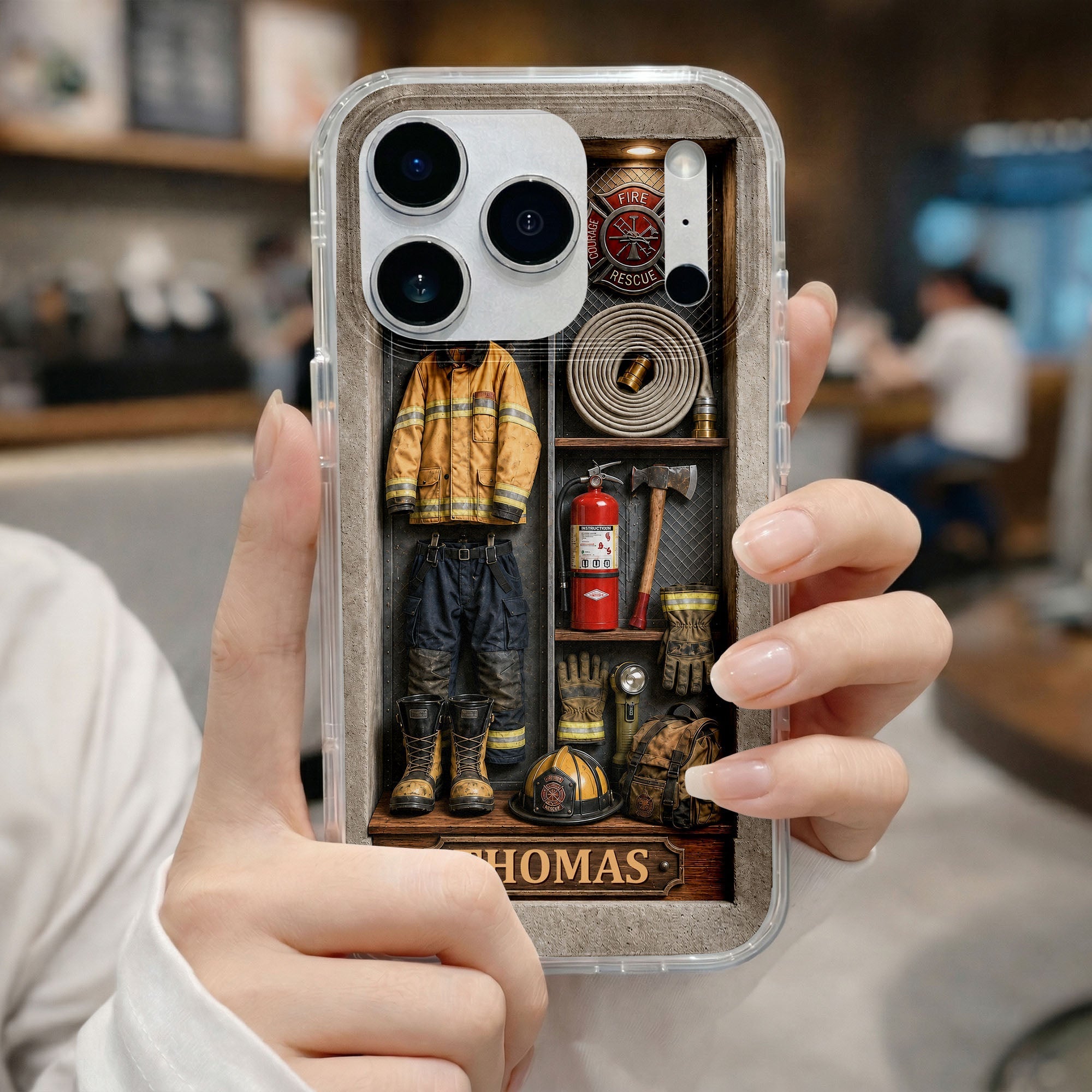 Personalized Clear Phone Case Custom Name Firefighter Gift