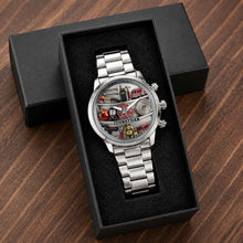 Load image into Gallery viewer, Personalized Fire Truck Men's Watch Custom Name Gift for Dad
