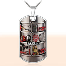 Load image into Gallery viewer, Personalized Firefighter Dog Tag Necklace Custom Name Gift for Dad
