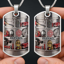 Load image into Gallery viewer, Personalized Firefighter Dog Tag Necklace Custom Name Gift for Dad
