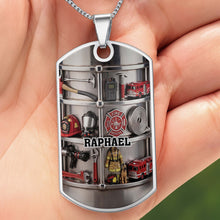 Load image into Gallery viewer, Personalized Firefighter Dog Tag Necklace Custom Name Gift for Dad
