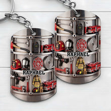 Load image into Gallery viewer, Personalized Firefighter Stainless Steel Keychain Gift for Dad
