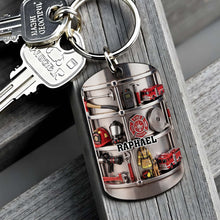 Load image into Gallery viewer, Personalized Firefighter Stainless Steel Keychain Gift for Dad
