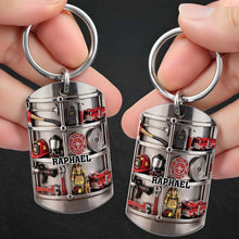 Load image into Gallery viewer, Personalized Firefighter Stainless Steel Keychain Gift for Dad
