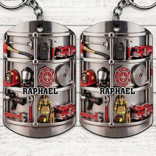 Load image into Gallery viewer, Personalized Firefighter Stainless Steel Keychain Gift for Dad
