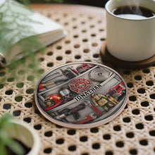 Load image into Gallery viewer, Personalized Firefighter Coaster Custom Name Gift for Dad
