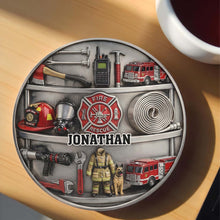 Load image into Gallery viewer, Personalized Firefighter Coaster Custom Name Gift for Dad
